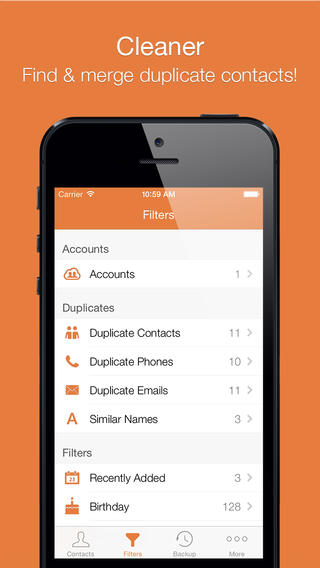 cleaner pro merge link duplicate contacts app i phone