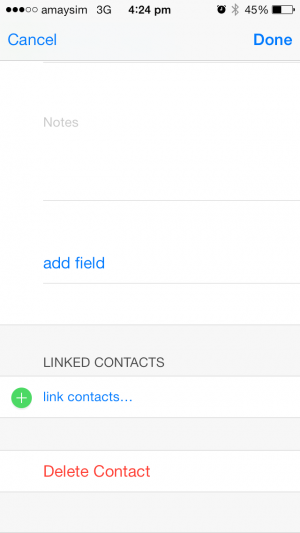 iphone screenshot linking merging contacts