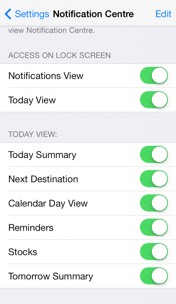 iPhone Notification Centre Screenshot